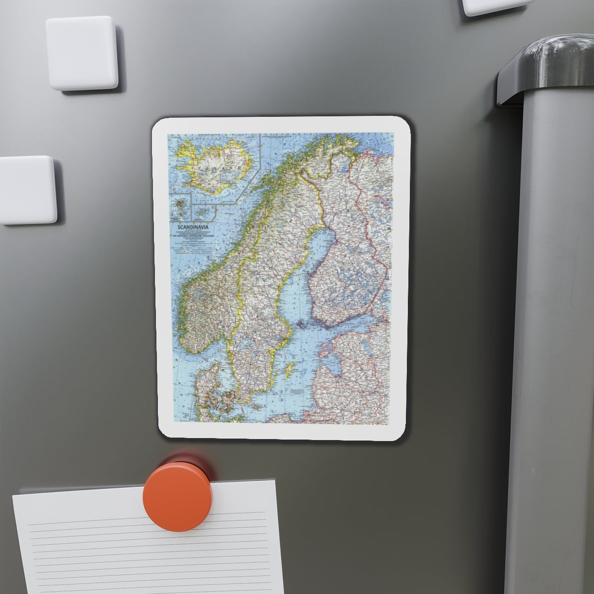 Scandinavia (1963) (Map) Refrigerator Magnet-The Sticker Space