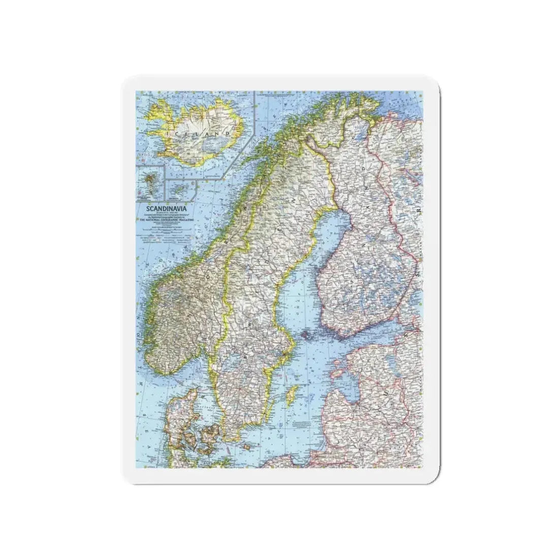 Scandinavia (1963) (Map) Refrigerator Magnet - The Sticker Space