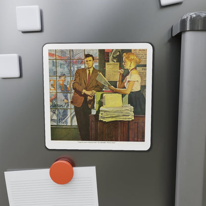 Scandinavian Noir, the Saturday Evening Post, 1954 (Magazine Illustration) Refrigerator Magnet-The Sticker Space