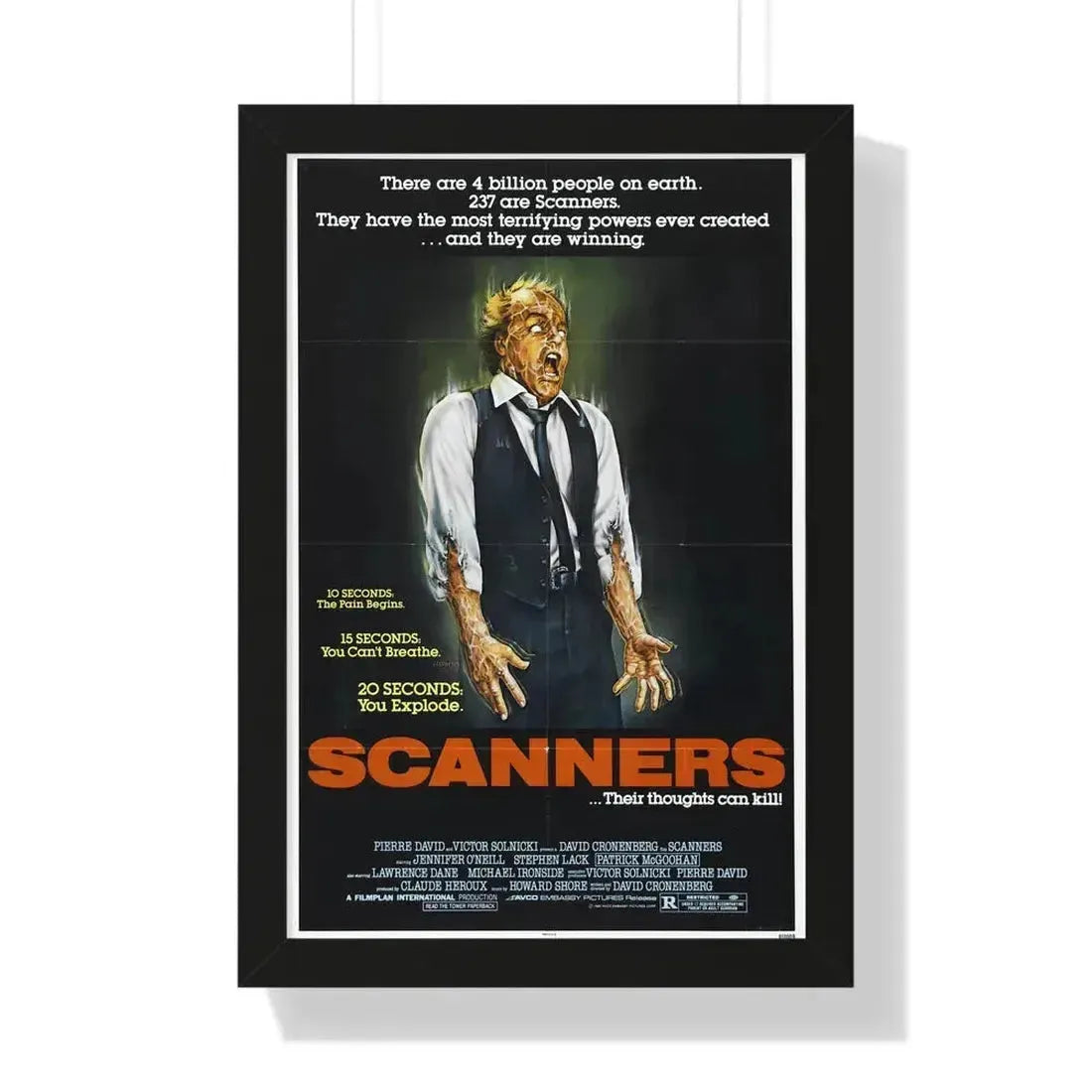 SCANNERS 1981 - Framed Movie Poster 16″ x 24″ Black - The Sticker Space