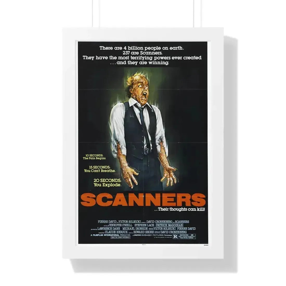 SCANNERS 1981 - Framed Movie Poster 16″ x 24″ White - The Sticker Space