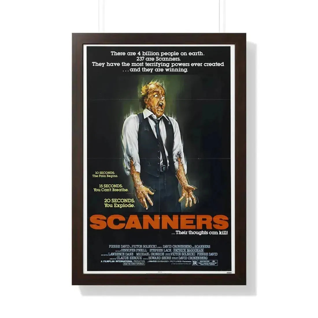 SCANNERS 1981 - Framed Movie Poster 20" x 30" Walnut - The Sticker Space