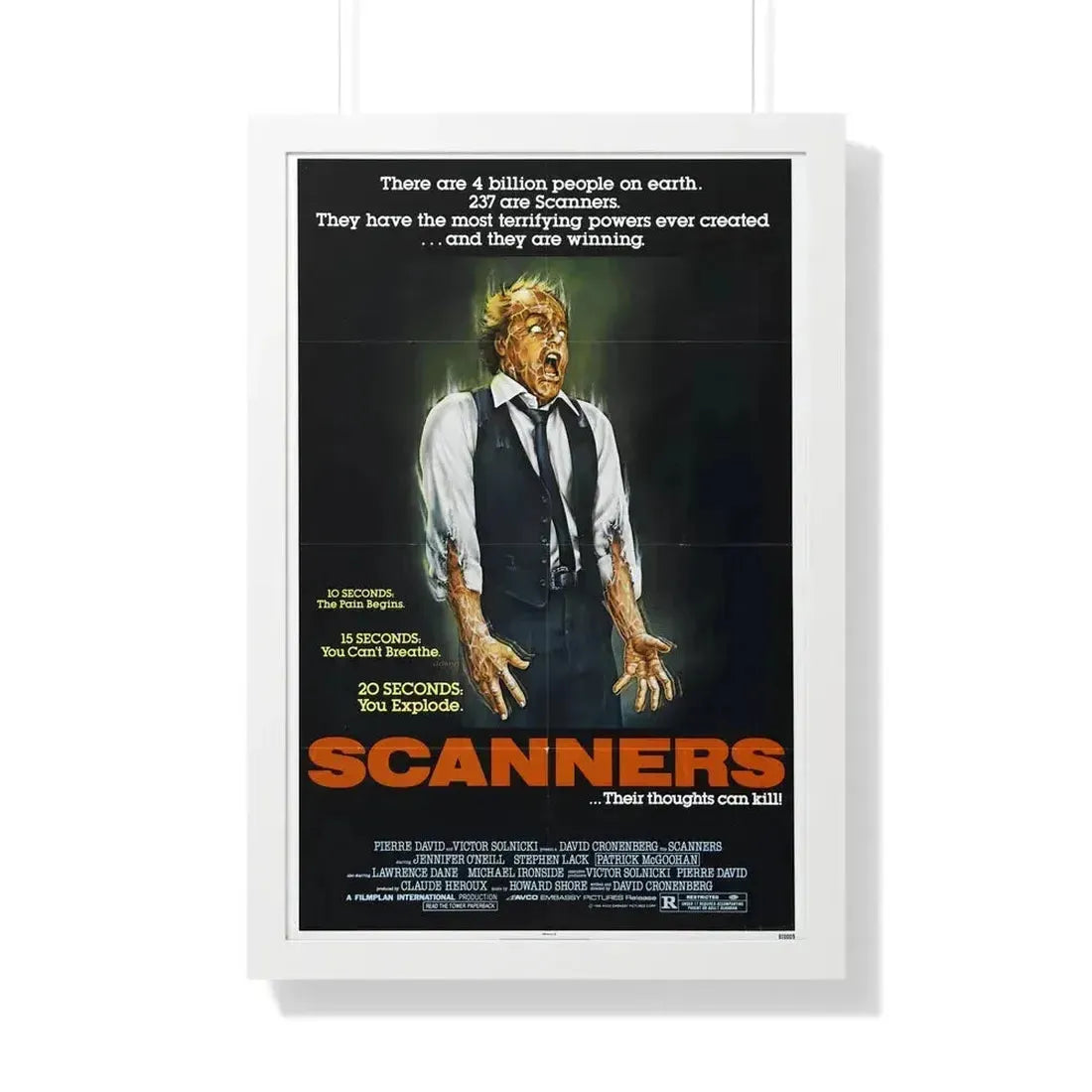 SCANNERS 1981 - Framed Movie Poster 20" x 30" White - The Sticker Space