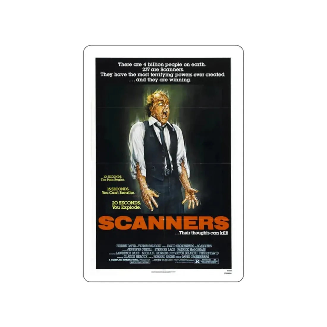 SCANNERS 1981 Movie Poster STICKER Vinyl Die-Cut Decal 2 Inch - The Sticker Space