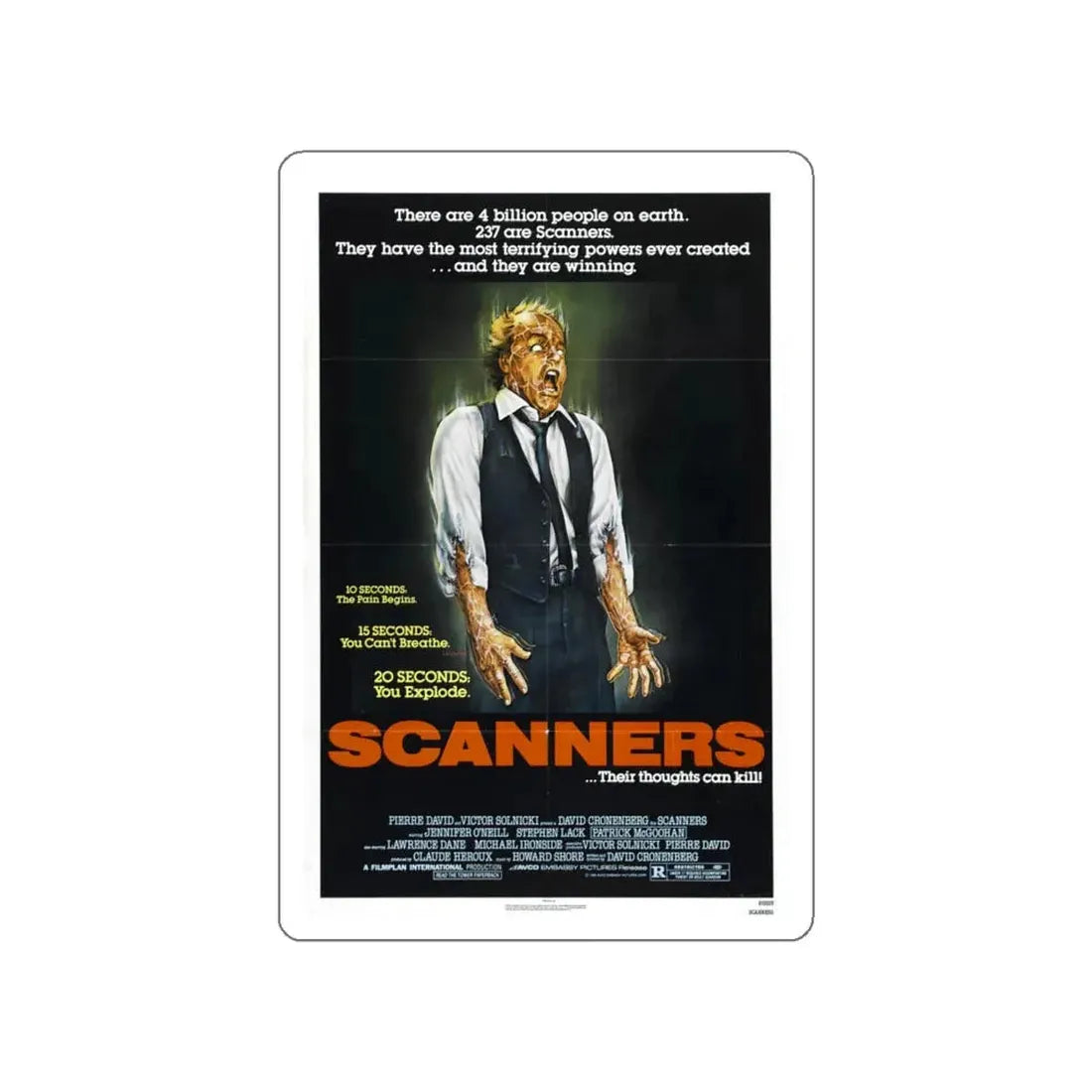 SCANNERS 1981 Movie Poster STICKER Vinyl Die-Cut Decal 5 Inch - The Sticker Space