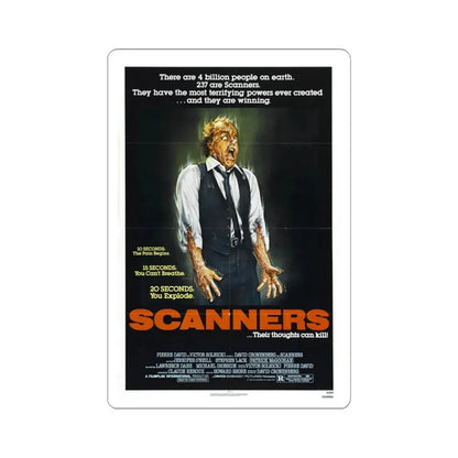SCANNERS 1981 Movie Poster - STICKER Vinyl Kiss-Cut Decal 3 Inch White - The Sticker Space