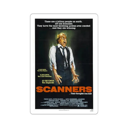 SCANNERS 1981 Movie Poster - STICKER Vinyl Kiss-Cut Decal 4 Inch White - The Sticker Space
