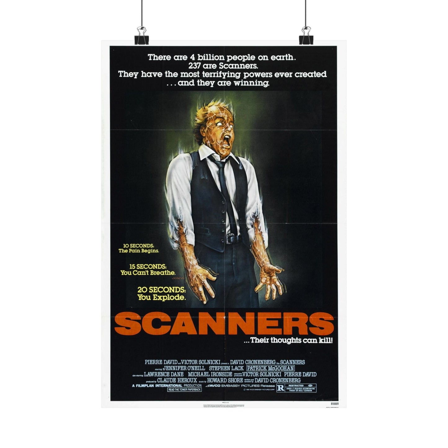 SCANNERS 1981 - Paper Movie Poster-12″ x 18″-The Sticker Space