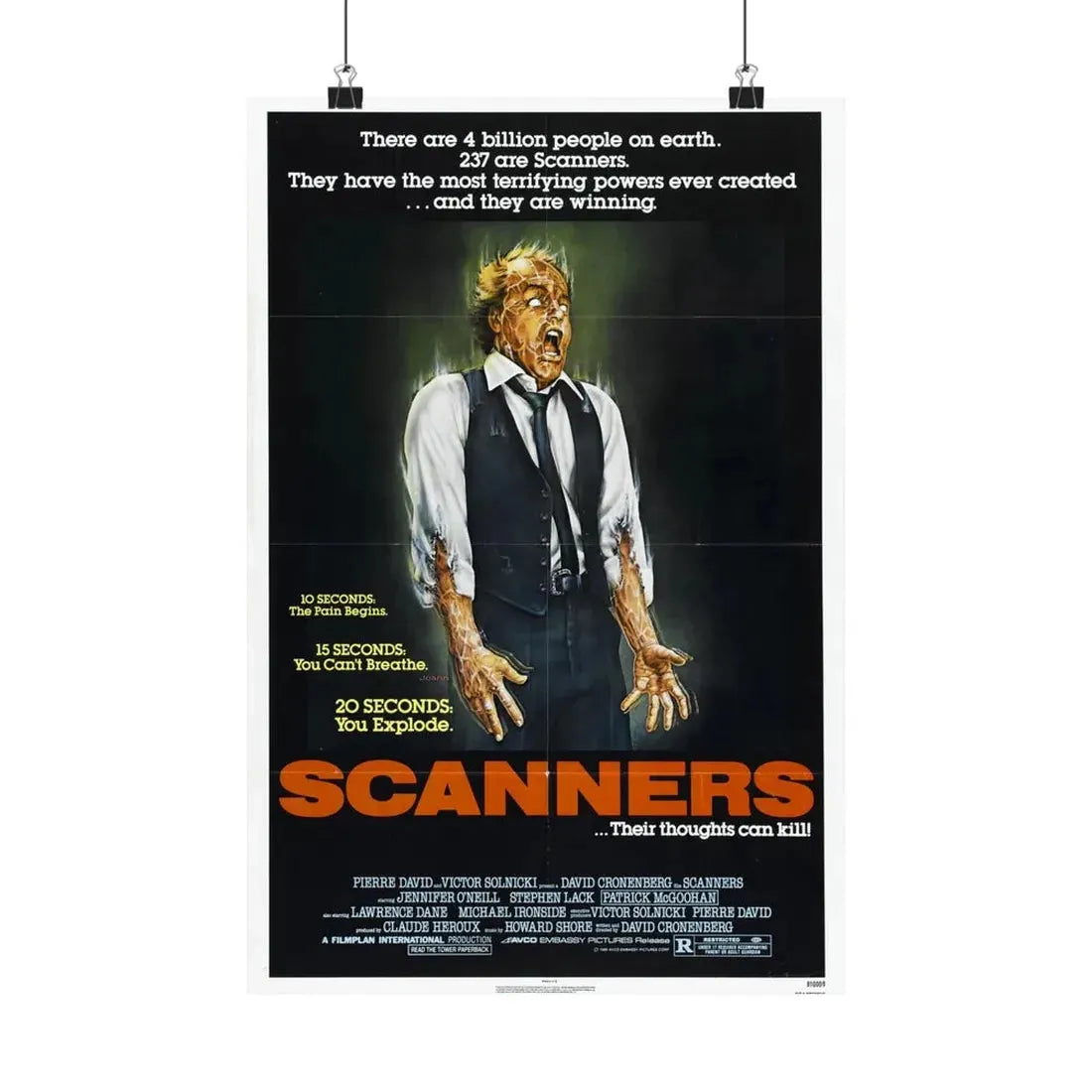 SCANNERS 1981 - Paper Movie Poster - The Sticker Space