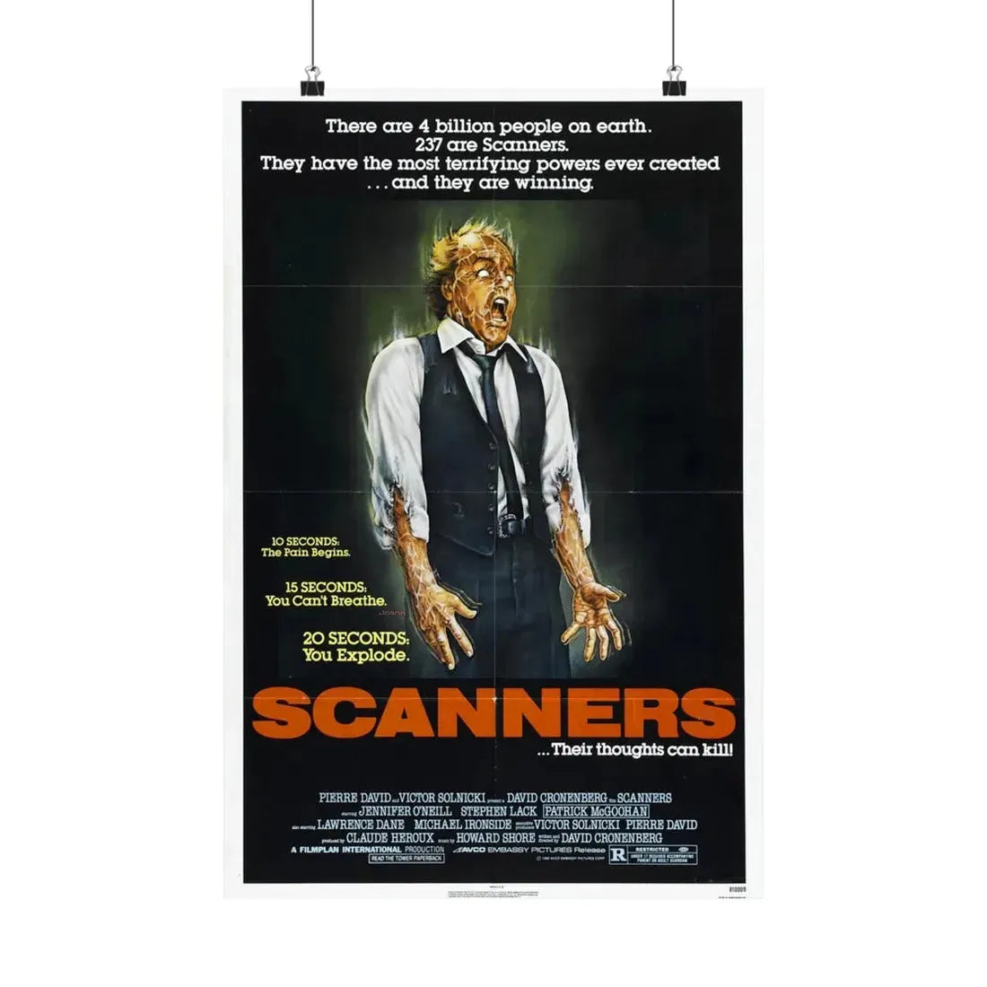 SCANNERS 1981 - Paper Movie Poster - The Sticker Space