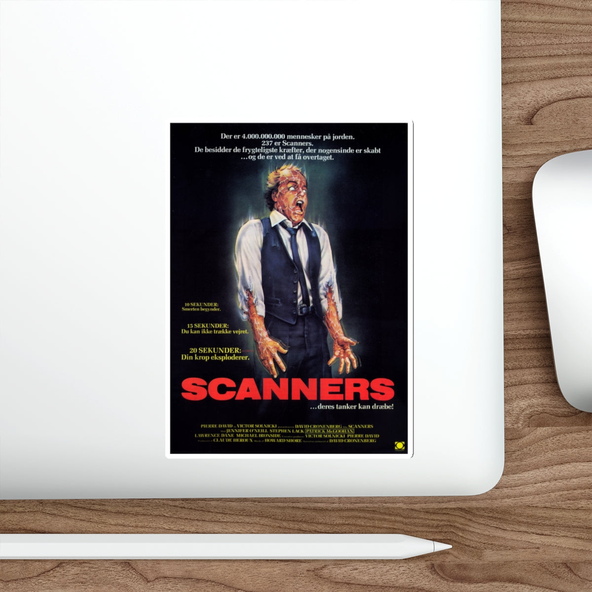 SCANNERS (DANISH) 1981 Movie Poster STICKER Vinyl Die-Cut Decal-The Sticker Space