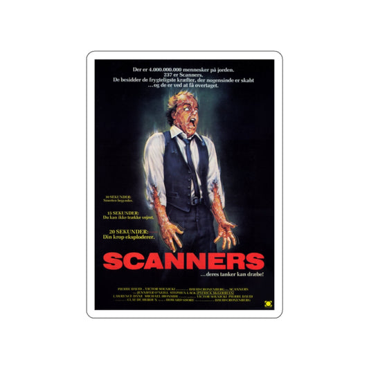 SCANNERS (DANISH) 1981 Movie Poster STICKER Vinyl Die-Cut Decal-White-The Sticker Space