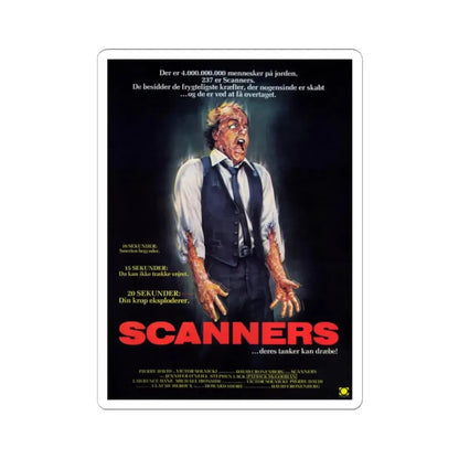SCANNERS (DANISH) 1981 Movie Poster - STICKER Vinyl Kiss-Cut Decal 2 Inch White - The Sticker Space