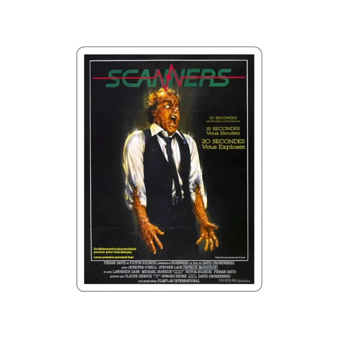 SCANNERS (FRENCH) 1981 Movie Poster STICKER Vinyl Die-Cut Decal 2 Inch - The Sticker Space
