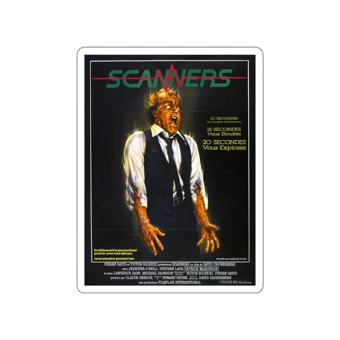 SCANNERS (FRENCH) 1981 Movie Poster STICKER Vinyl Die-Cut Decal 3 Inch - The Sticker Space