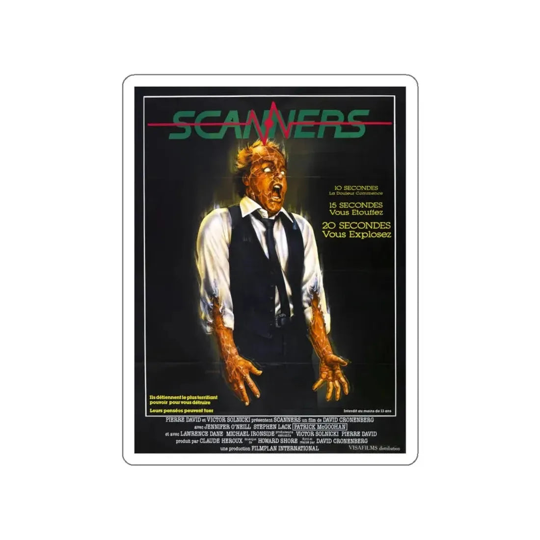 SCANNERS (FRENCH) 1981 Movie Poster STICKER Vinyl Die-Cut Decal 4 Inch - The Sticker Space