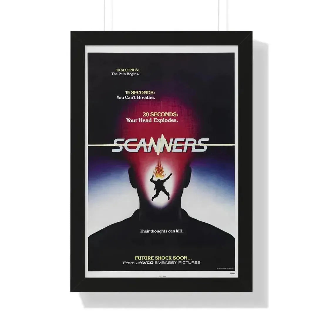 SCANNERS (TEASER) 1981 - Framed Movie Poster 16″ x 24″ Black - The Sticker Space