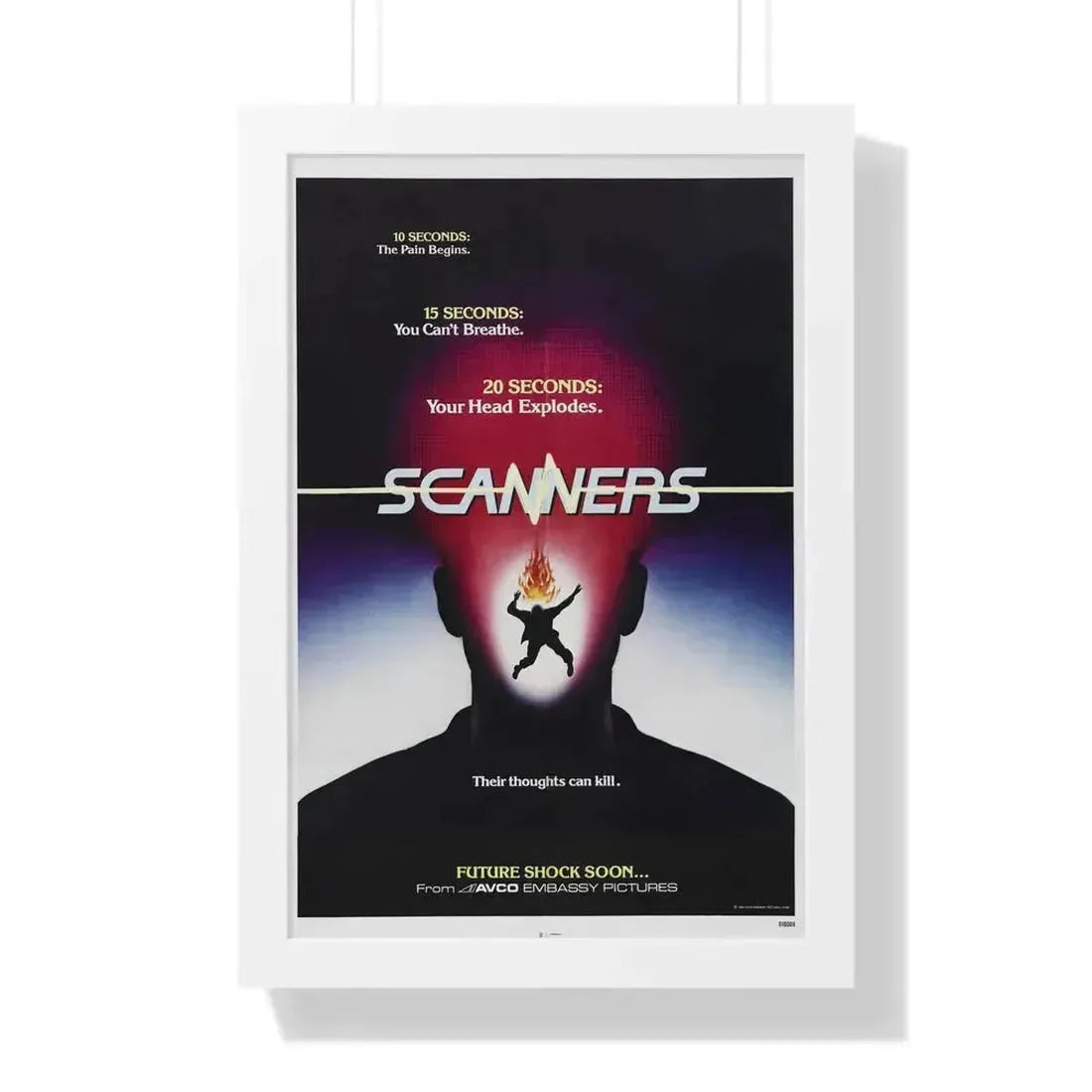 SCANNERS (TEASER) 1981 - Framed Movie Poster 16″ x 24″ White - The Sticker Space