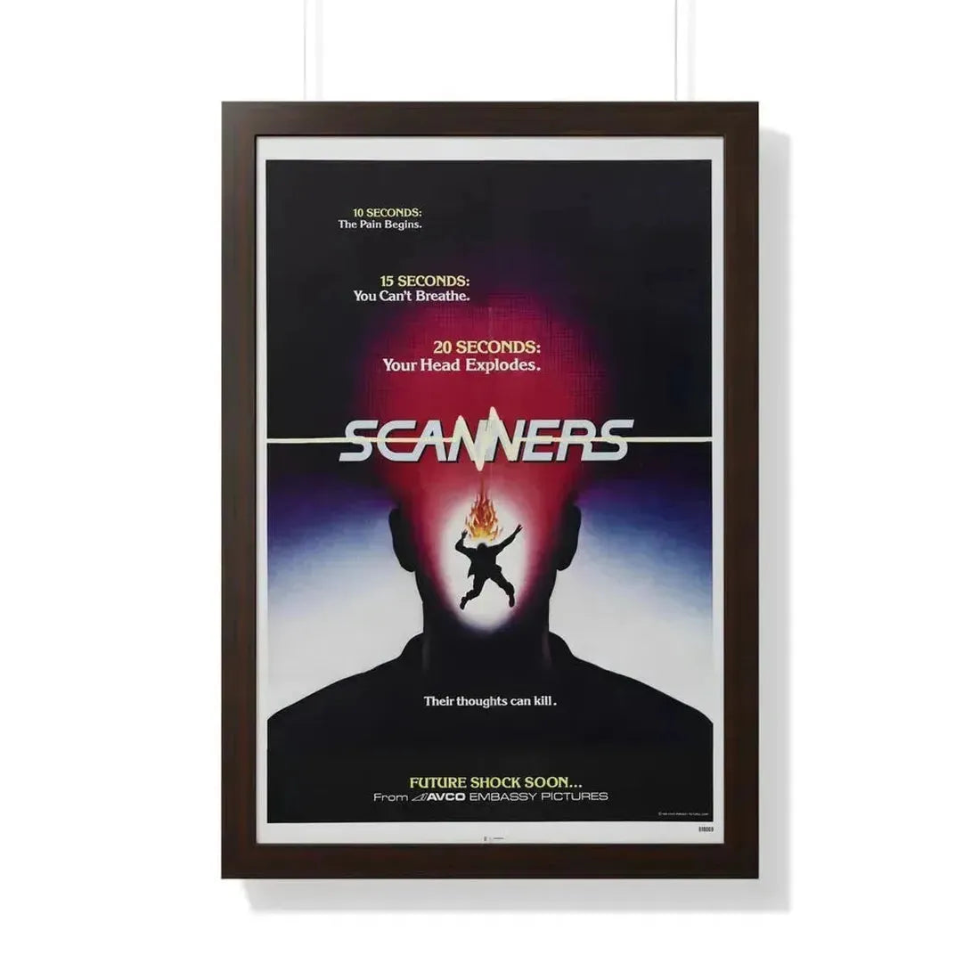 SCANNERS (TEASER) 1981 - Framed Movie Poster 20" x 30" Walnut - The Sticker Space