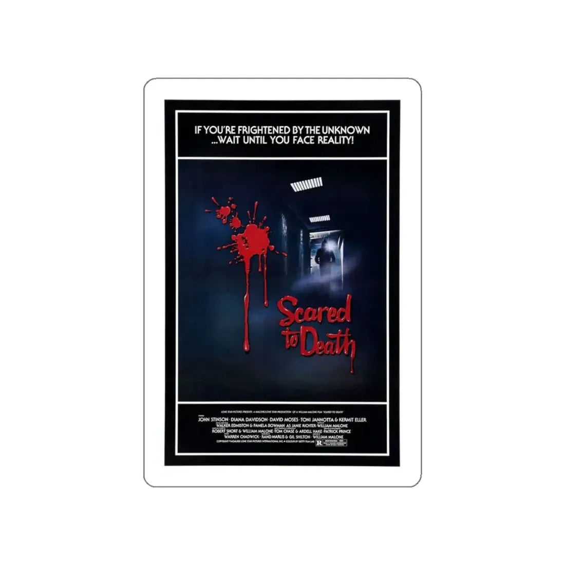 SCARED TO DEATH 1980 Movie Poster STICKER Vinyl Die-Cut Decal - The Sticker Space