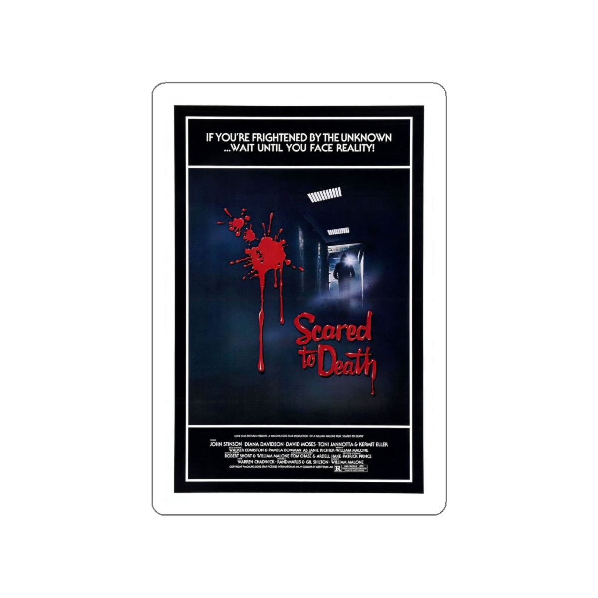 SCARED TO DEATH 1980 Movie Poster STICKER Vinyl Die-Cut Decal-White-The Sticker Space