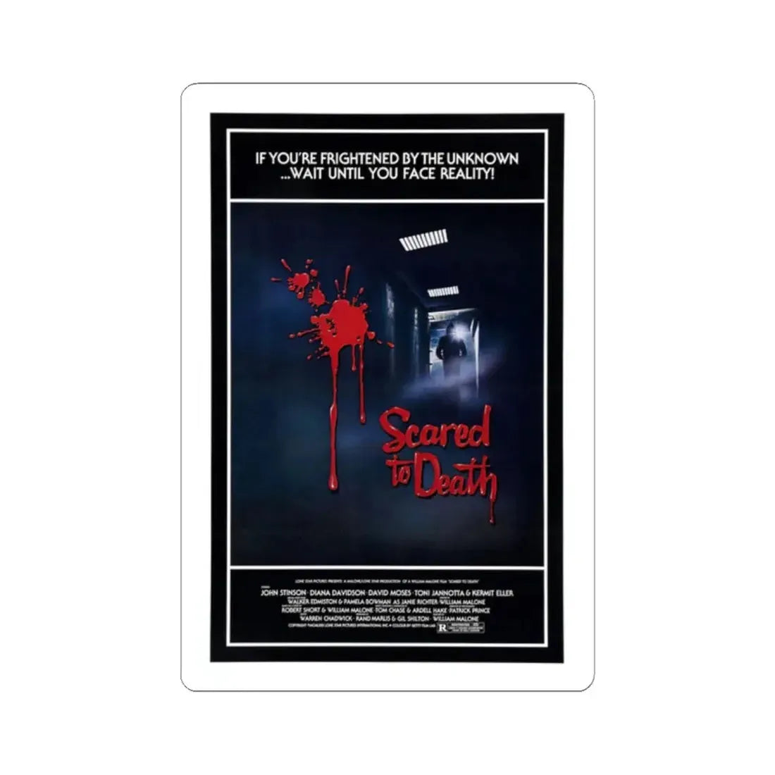 SCARED TO DEATH 1980 Movie Poster - STICKER Vinyl Kiss-Cut Decal 2 Inch White - The Sticker Space