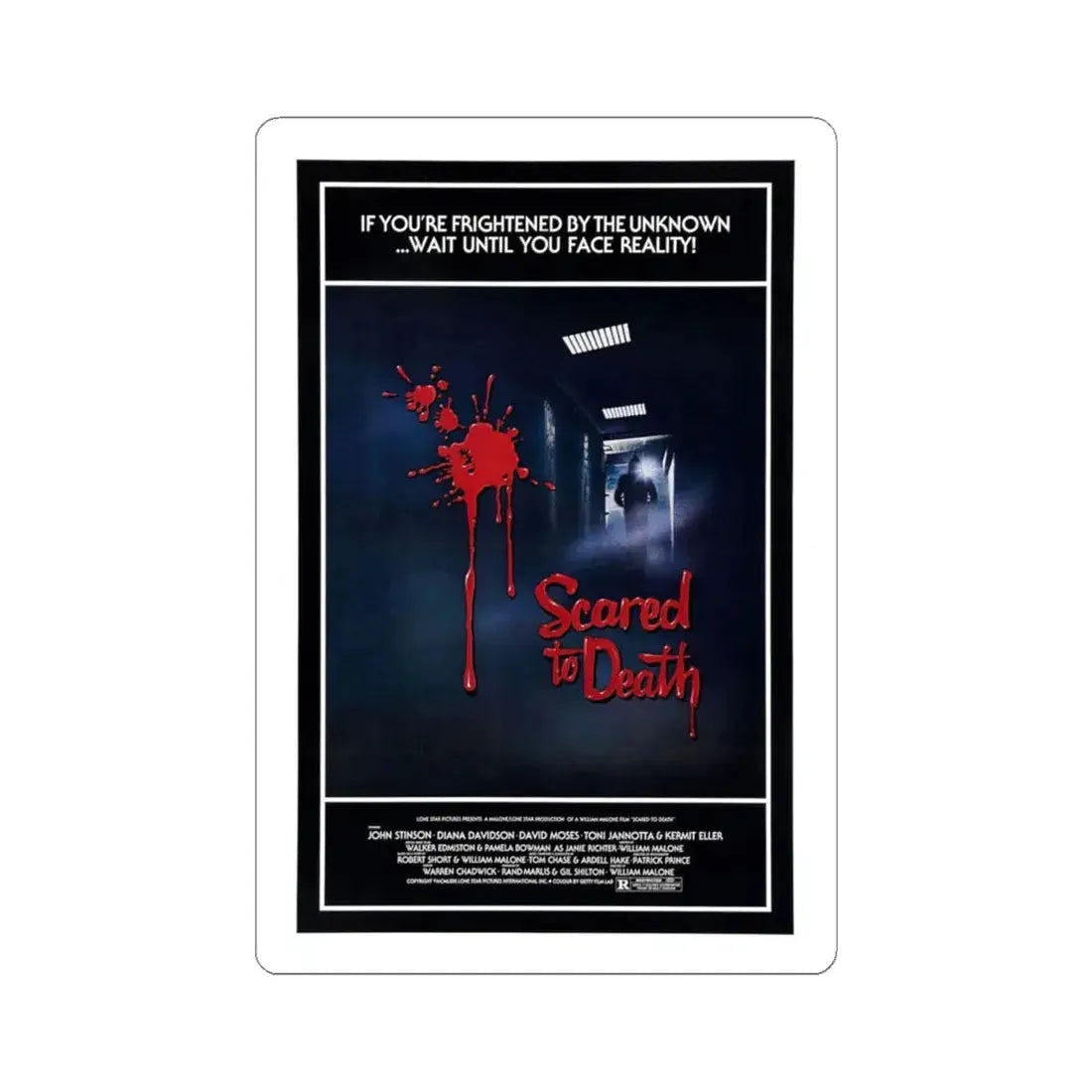 SCARED TO DEATH 1980 Movie Poster - STICKER Vinyl Kiss-Cut Decal 4 Inch White - The Sticker Space