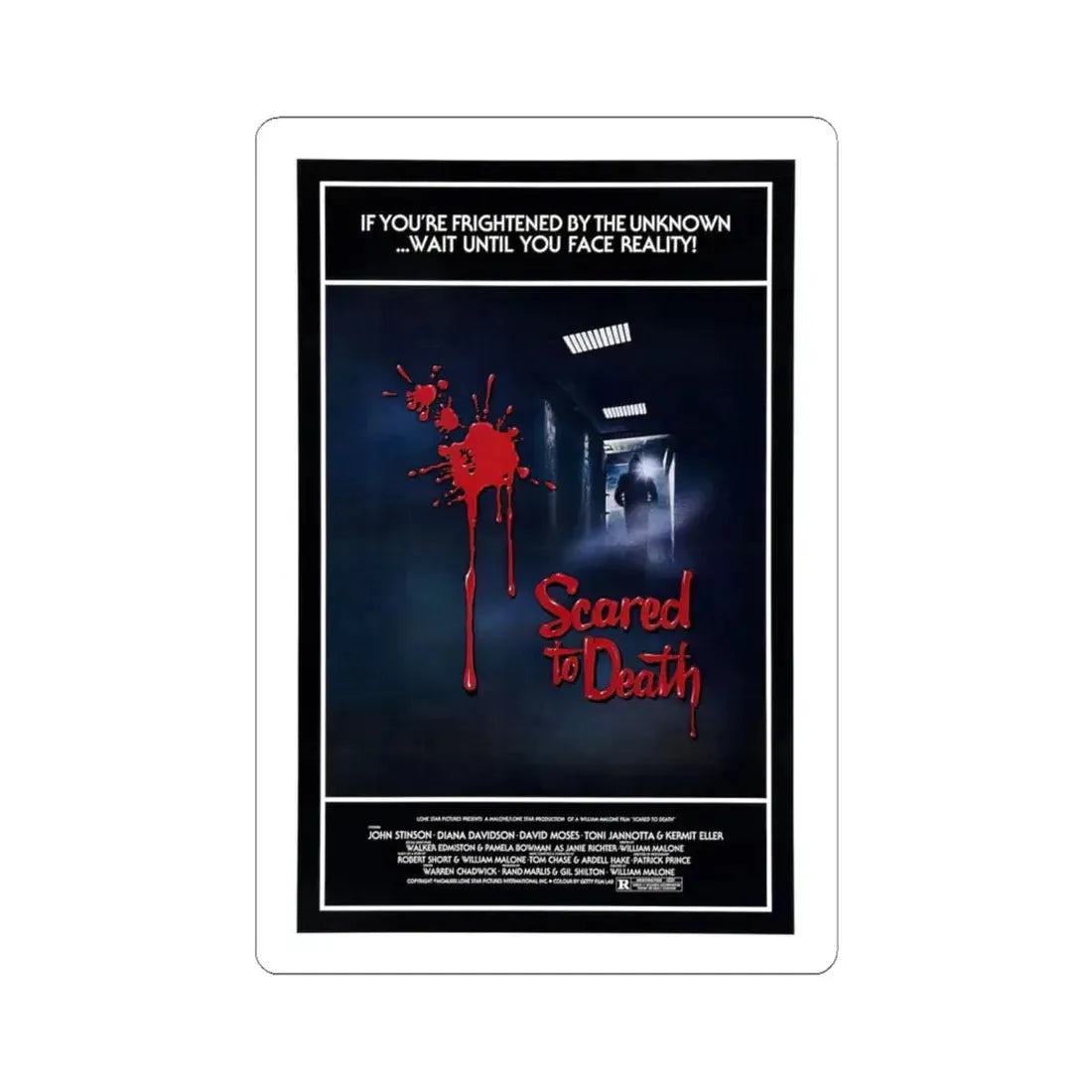 SCARED TO DEATH 1980 Movie Poster - STICKER Vinyl Kiss-Cut Decal 6 Inch White - The Sticker Space