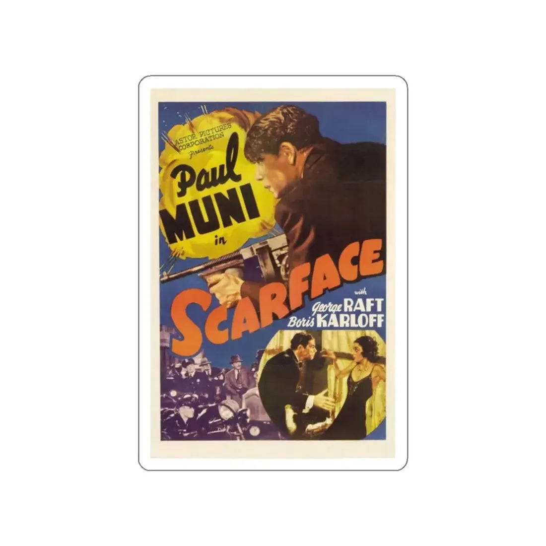 SCARFACE 1932 Movie Poster STICKER Vinyl Die-Cut Decal 3 Inch - The Sticker Space