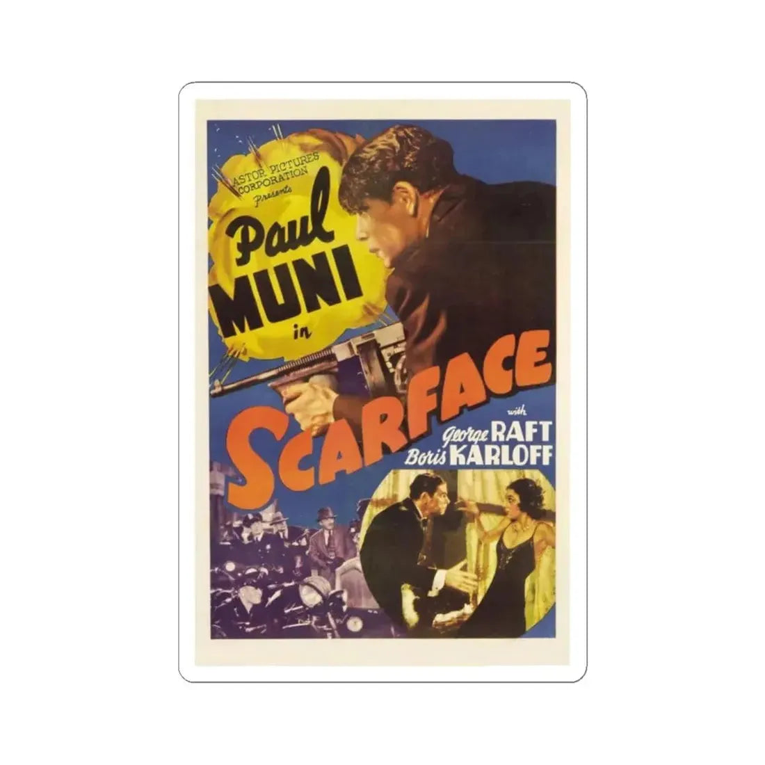 SCARFACE 1932 Movie Poster - STICKER Vinyl Kiss-Cut Decal 6 Inch White - The Sticker Space