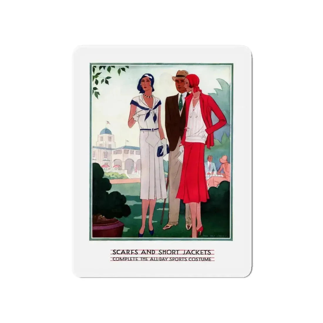Scarfs And Short Jackets, McCall's magazine, April 1930 (Magazine Illustration) Refrigerator Magnet 4 Inch Die-Cut - The Sticker Space