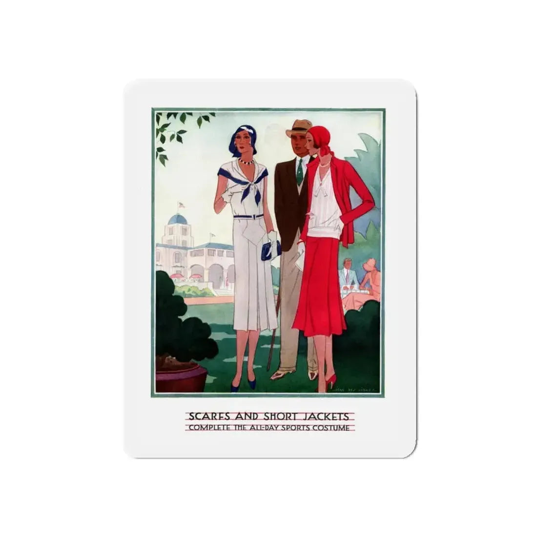 Scarfs And Short Jackets, McCall's magazine, April 1930 (Magazine Illustration) Refrigerator Magnet 5 Inch Die-Cut - The Sticker Space