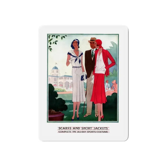 Scarfs And Short Jackets, McCall's magazine, April 1930 (Magazine Illustration) Refrigerator Magnet 6 Inch Die-Cut - The Sticker Space