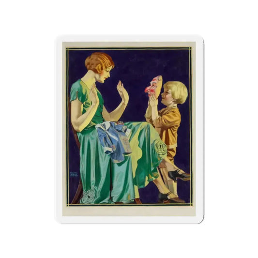 Scaring Mother (Magazine Illustration) Refrigerator Magnet 2 Inch Die-Cut - The Sticker Space