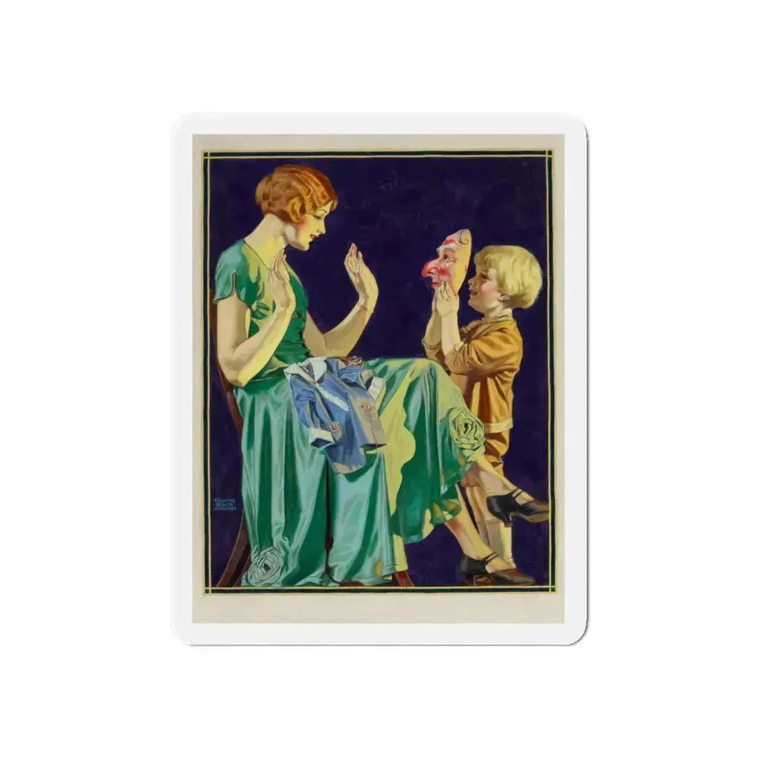 Scaring Mother (Magazine Illustration) Refrigerator Magnet 3 Inch Die-Cut - The Sticker Space