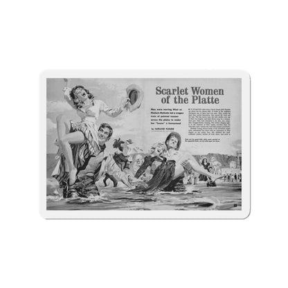 Scarlet Women of the Platte, True Adventures, December 1960 (Magazine Illustration) Refrigerator Magnet-2" x 2"-Die-Cut-1 pc-The Sticker Space