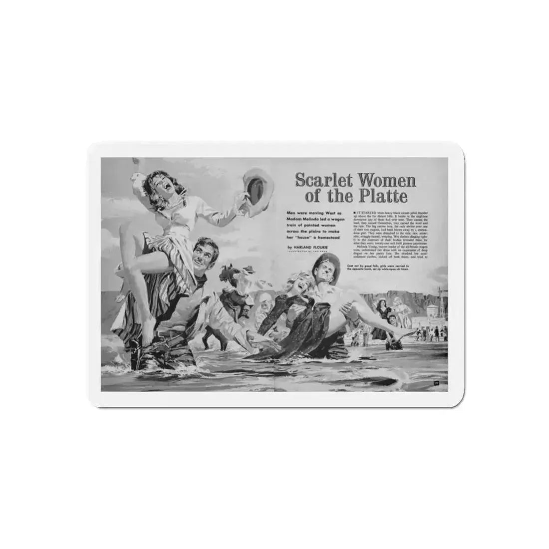 Scarlet Women of the Platte, True Adventures, December 1960 (Magazine Illustration) Refrigerator Magnet 4 Inch Die-Cut - The Sticker Space