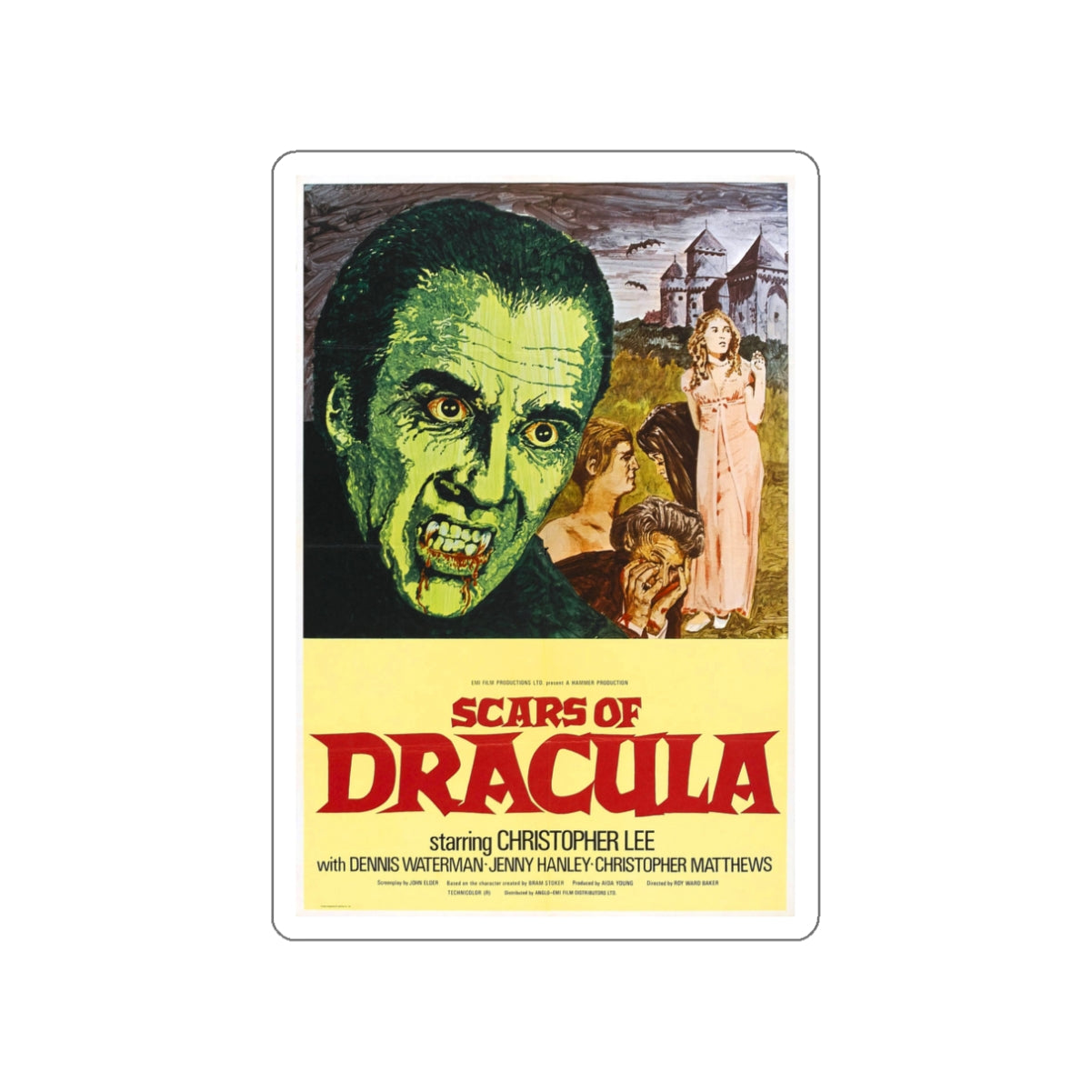 SCARS OF DRACULA 1970 Movie Poster STICKER Vinyl Die-Cut Decal-White-The Sticker Space