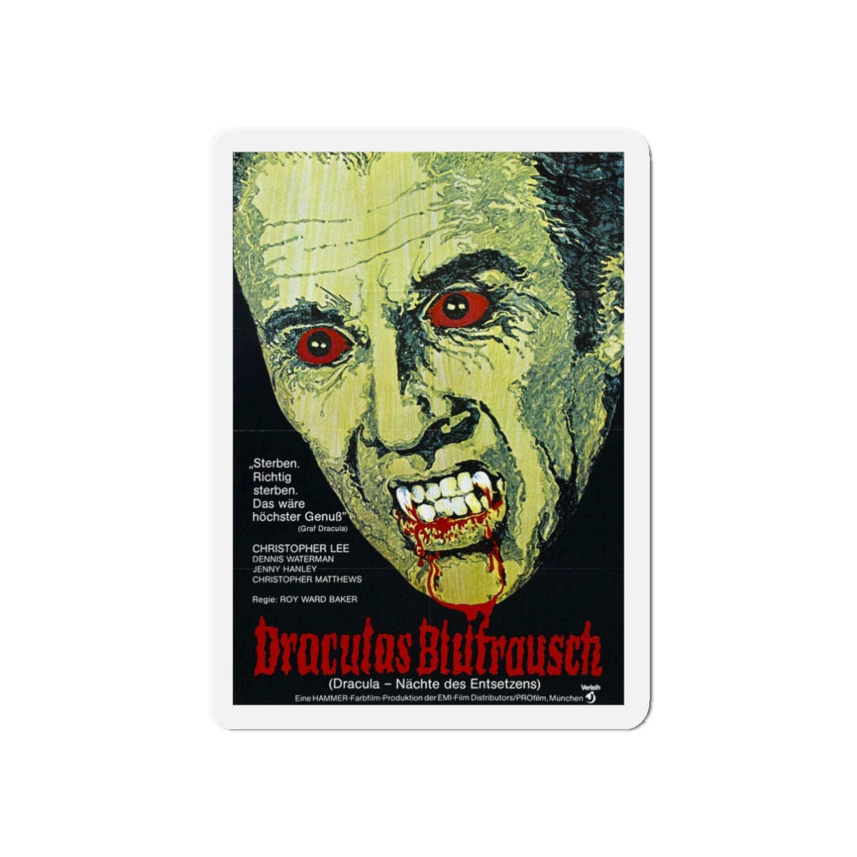 SCARS OF DRACULA (GERMAN) 1970 Movie Poster - Refrigerator Magnet-3" x 3"-The Sticker Space