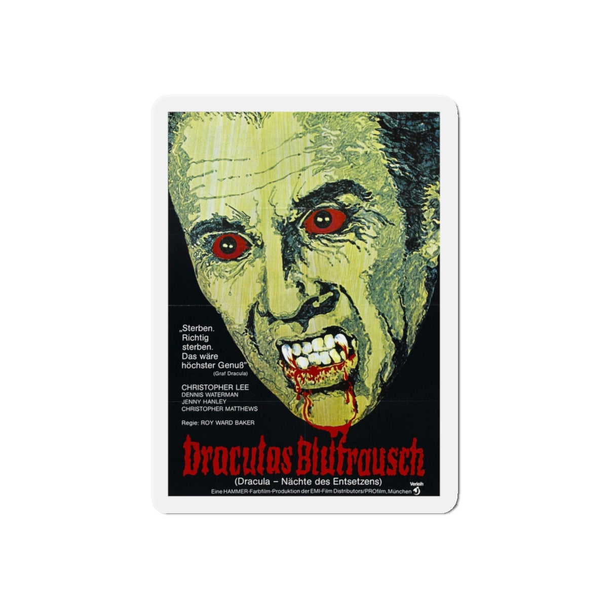 SCARS OF DRACULA (GERMAN) 1970 Movie Poster - Refrigerator Magnet-4" x 4"-The Sticker Space