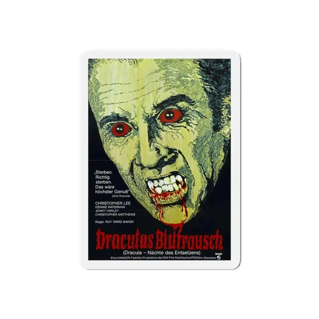 SCARS OF DRACULA (GERMAN) 1970 Movie Poster - Refrigerator Magnet 4 Inch Die-Cut - The Sticker Space