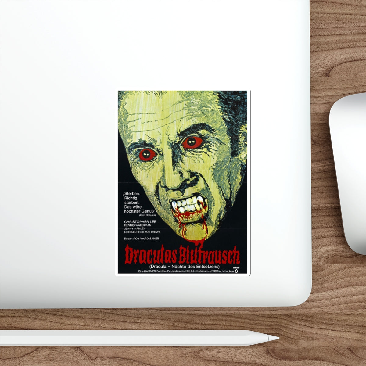 SCARS OF DRACULA (GERMAN) 1970 Movie Poster STICKER Vinyl Die-Cut Decal-The Sticker Space