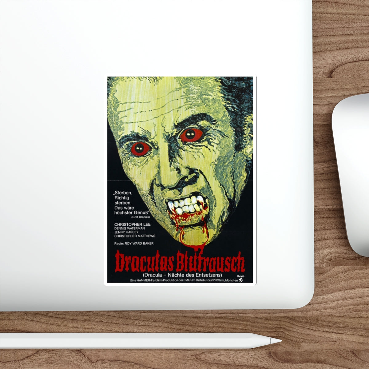 SCARS OF DRACULA (GERMAN) 1970 Movie Poster STICKER Vinyl Die-Cut Decal-The Sticker Space