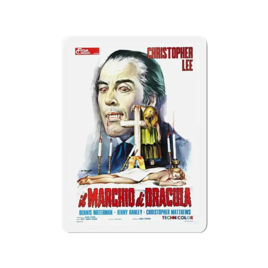 SCARS OF DRACULA (ITALIAN) 1970 Movie Poster - Refrigerator Magnet 2 Inch Die-Cut - The Sticker Space