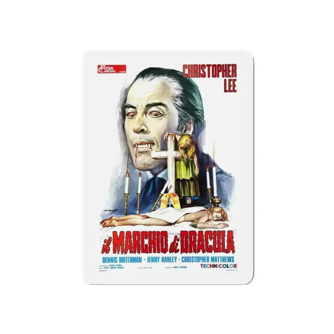 SCARS OF DRACULA (ITALIAN) 1970 Movie Poster - Refrigerator Magnet 3 Inch Die-Cut - The Sticker Space
