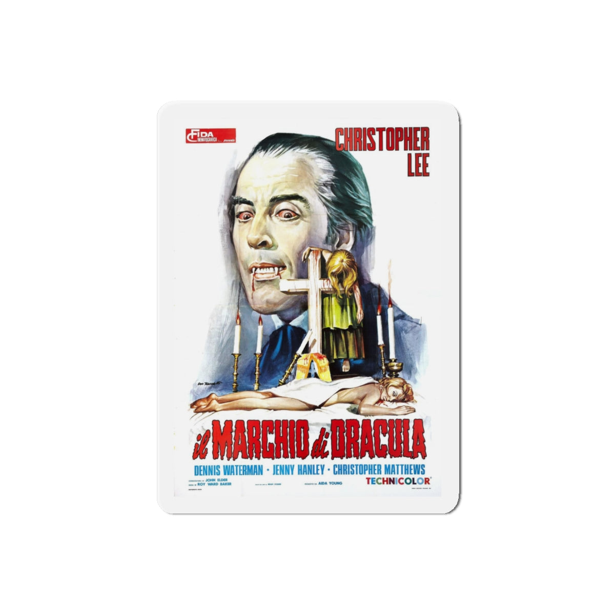 SCARS OF DRACULA (ITALIAN) 1970 Movie Poster - Refrigerator Magnet-6" × 6"-The Sticker Space