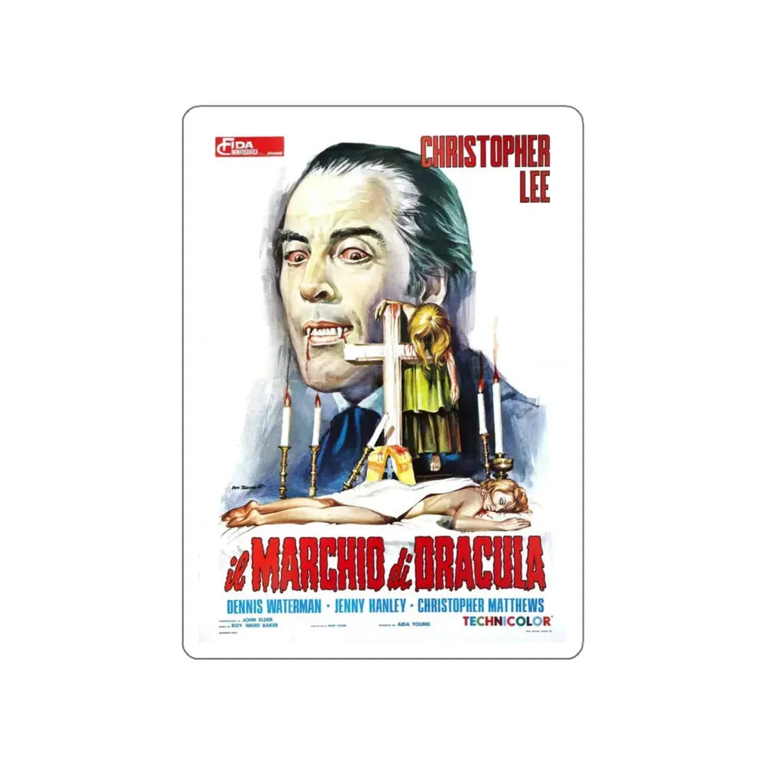 SCARS OF DRACULA (ITALIAN) 1970 Movie Poster STICKER Vinyl Die-Cut Decal - The Sticker Space