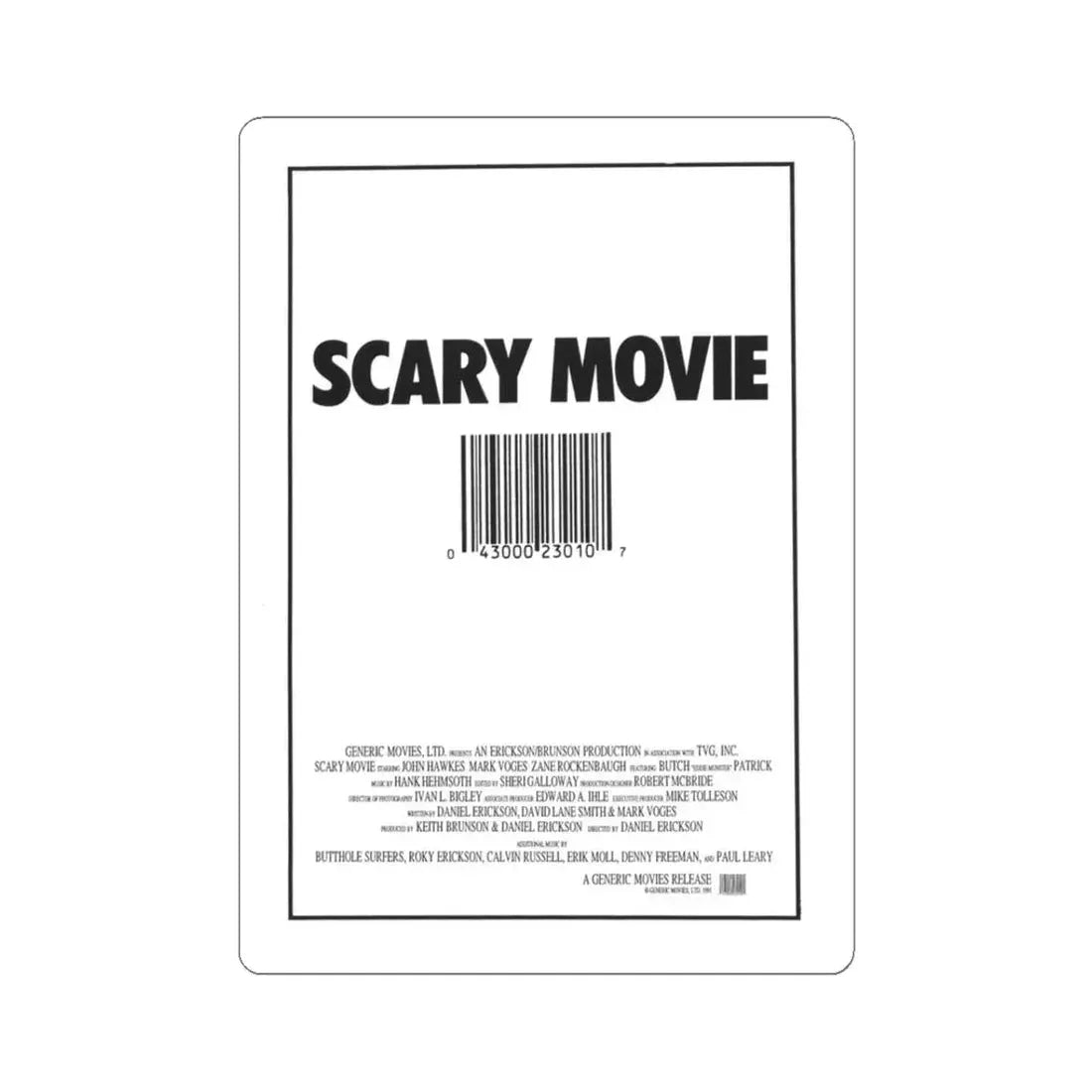 SCARY MOVIE 1991 Movie Poster - STICKER Vinyl Kiss-Cut Decal 3 Inch White - The Sticker Space