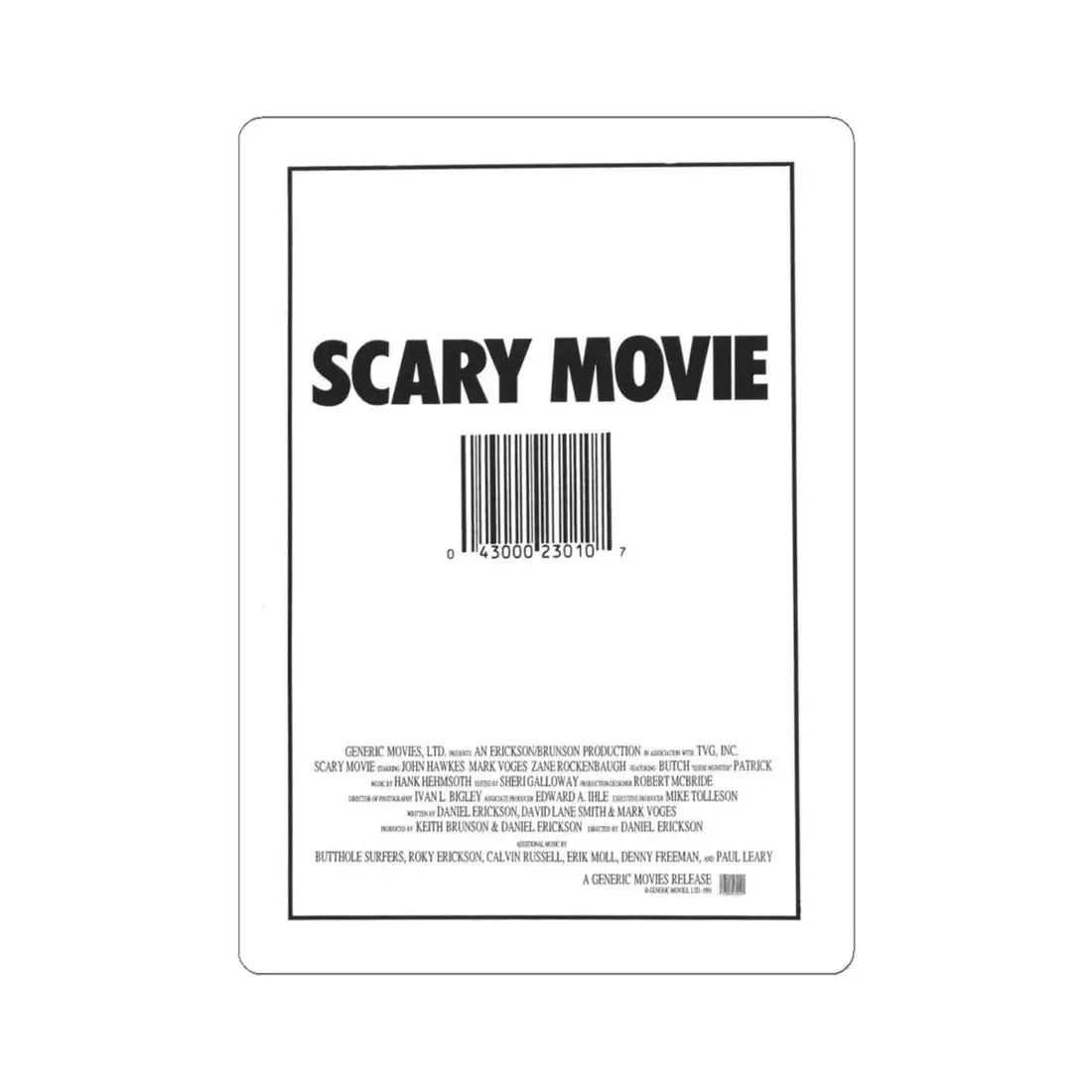 SCARY MOVIE 1991 Movie Poster - STICKER Vinyl Kiss-Cut Decal 4 Inch White - The Sticker Space