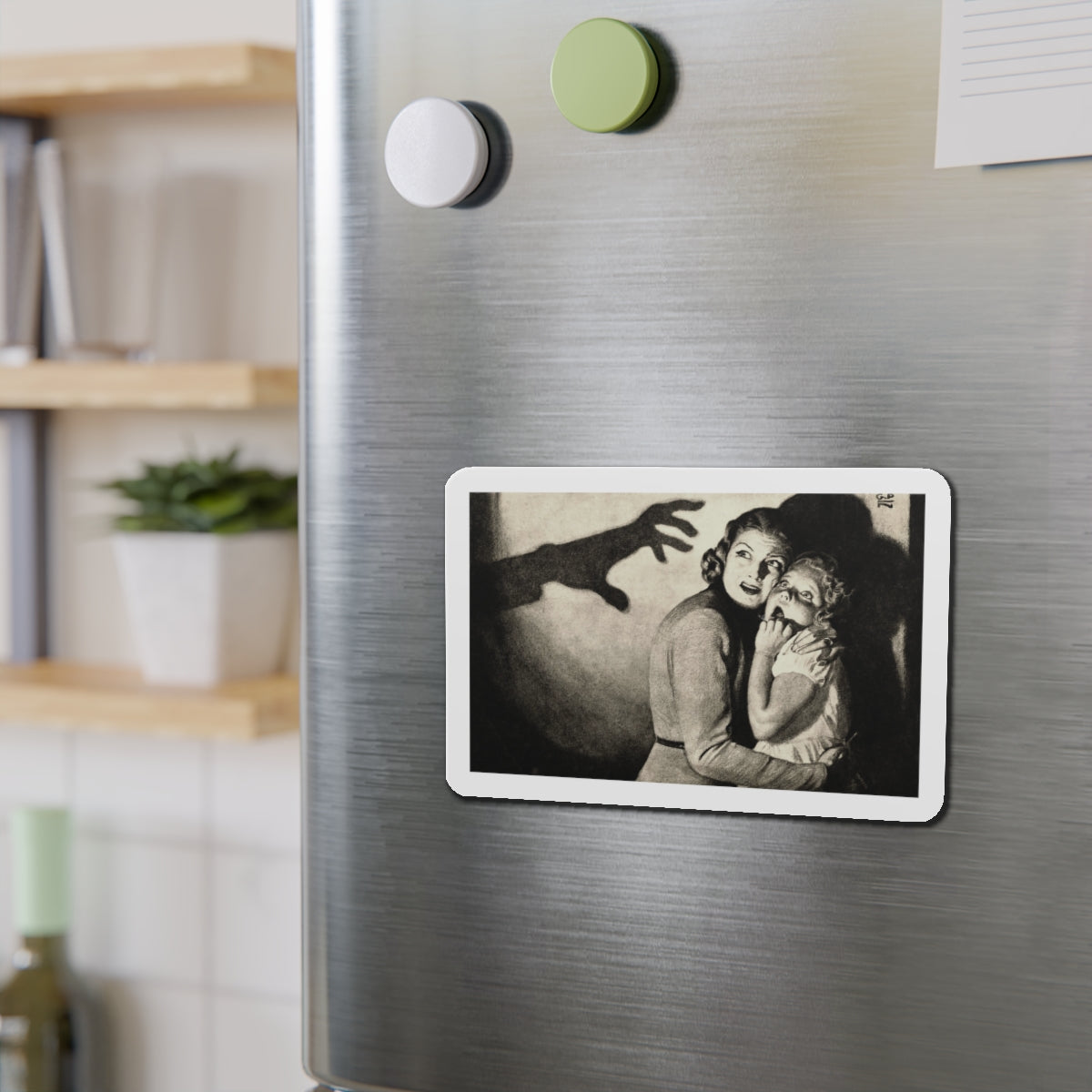 Scary Shadow! (Magazine Illustration) Refrigerator Magnet-The Sticker Space